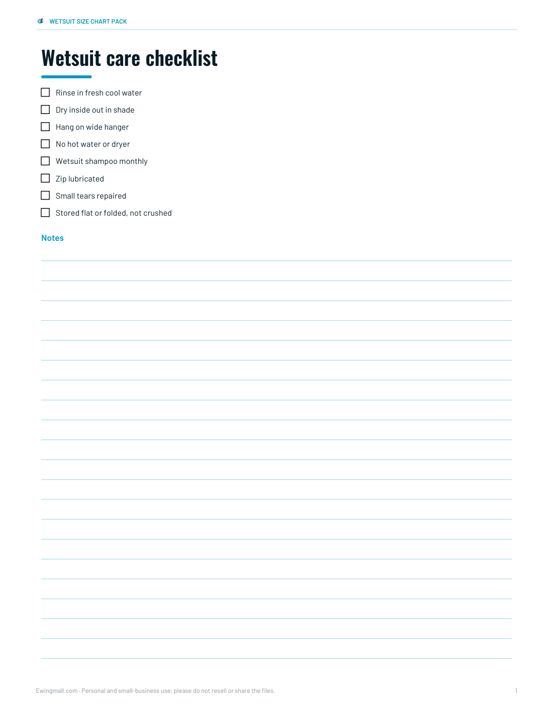 Preview of the first page of Care checklist